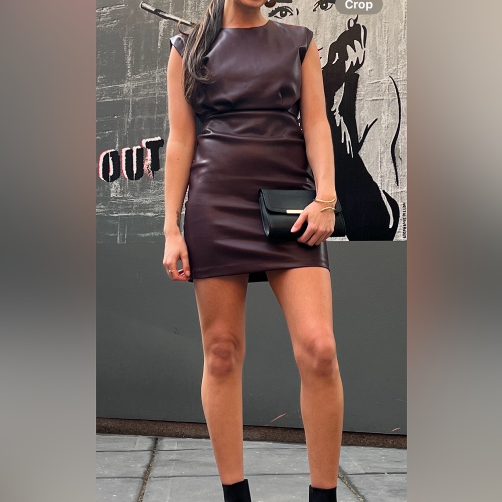 Brandy colored leather dress
